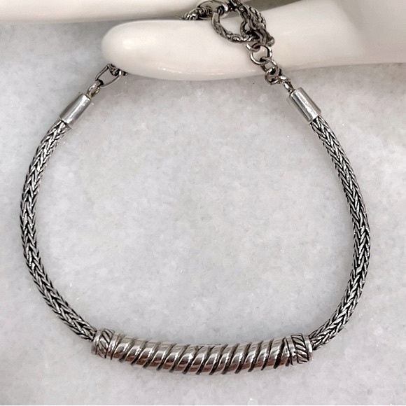 Sterling Silver Coiled Bar Toggle Clasp Bracelet